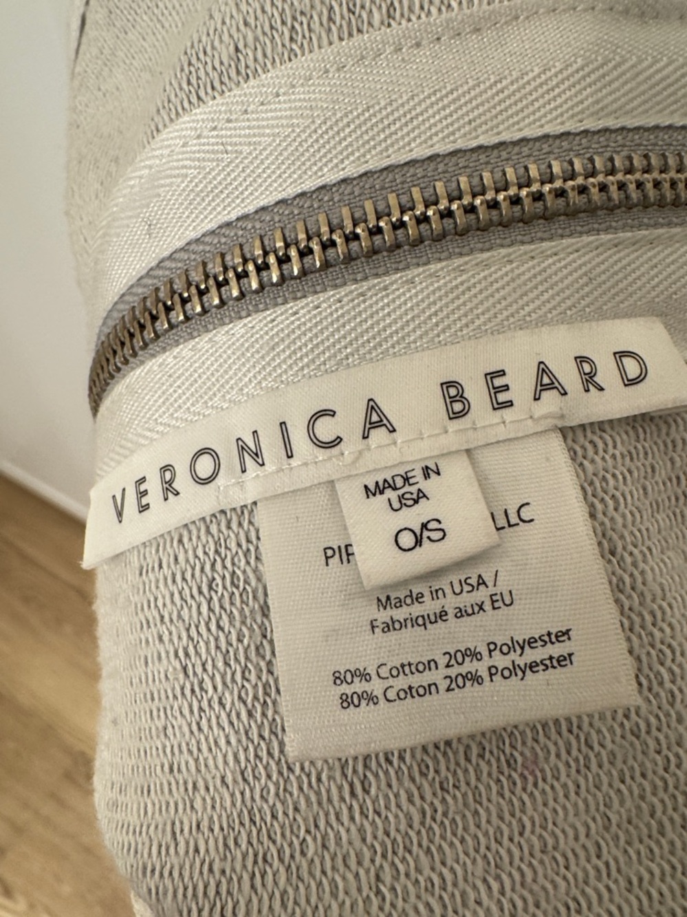 Veronica Beard Light Gray Zip Hoodie dickie with Metal Zipper - Picture 2 of 3